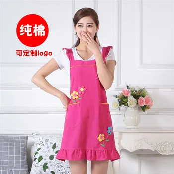 

Cotton Home Kitchen Apron Fashion Princess Cute European Cooking Nail Shop Breathable Women Work Custom Logo