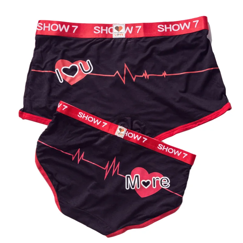 

Sexy Couple Panties Modal Underwear Mid-Waist Breathable Women's Panties Men Boxer Intimates Underwear for Lover's Underpants
