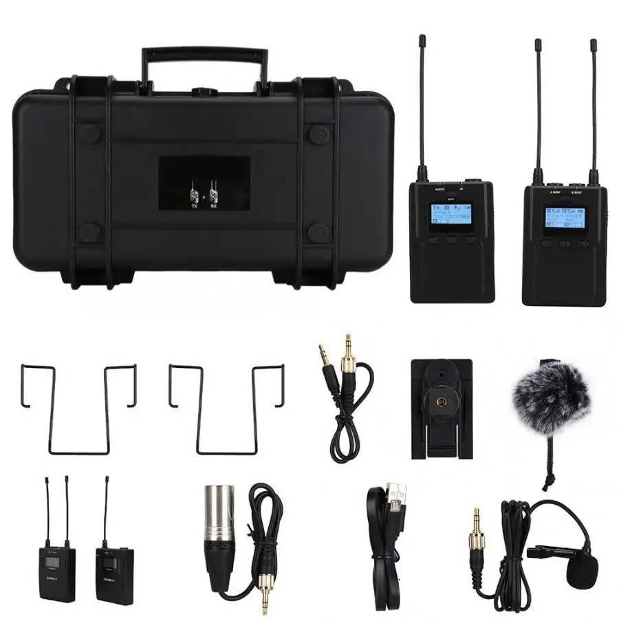 karaoke microphone COMICA CVM-WM200C UHF96 1R1T 120m Wireless Microphone Transmitters Receiver Kit for DSLR studio microphone