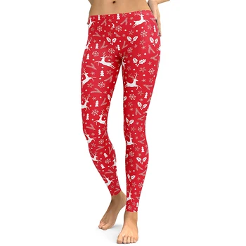 

Christmas Trousers Women Lady Casual Elasticity Skinny Leggins Mujer High Waist Workout Print Stretchy Pants Leggings Long Pants