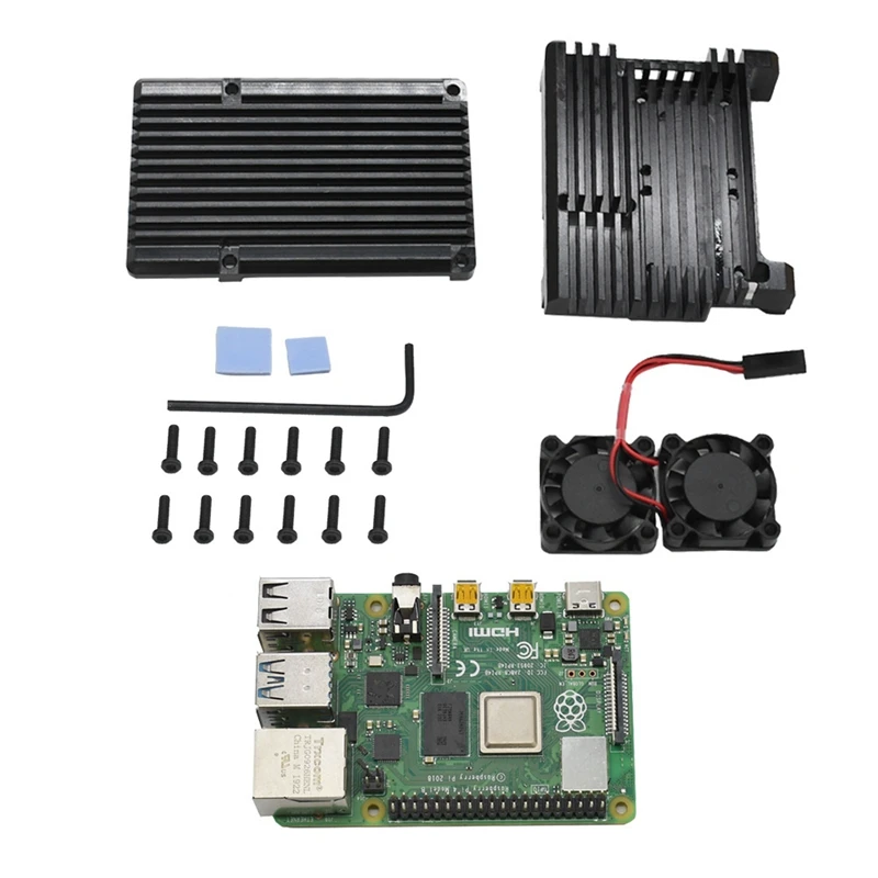 Для Raspberry Pi 4B 4G ram DIY Kit Поддержка 2,4/5,0 GHz Wi-Fi Bluetooth 5,0 с защитным корпусом из алюминиевого сплава с ЧПУ охлаждающий вентилятор