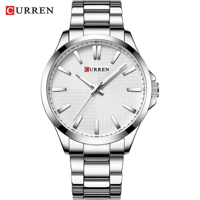 silver white Для мужчин s часы от топ бренда, роскошные золотые Нержавеющая часы со стальным браслетом Для мужчин наручные часы CURREN Модные Бизнес кварцевые часы для мужчин, Водонепроницаемый - Цвет: silver white