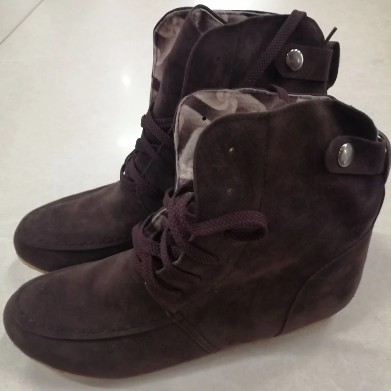 Dark brown Г. Специальное предложение, клейкие ботинки Botas Mujer, Size34-46 новые женские туфли на плоской подошве с круглым носком, модная повседневная обувь милая платформа t-06 - Цвет: Dark brown