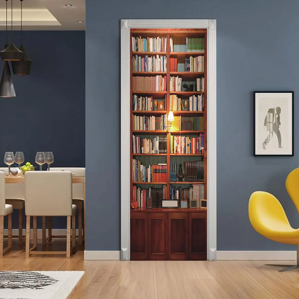 2 листа/шт. книжная полка для стен, для учебы, самоклеящаяся Фреска, плакат для гостиной, HD стикер на дверь, декор для комнаты, NFD