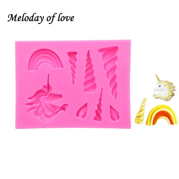 

DIY Unicorn rainbow Sugarcraft Silicone Mold Fondant Forms Baking Chocolate Mold Cake Decorating Tools Resin Clay Mold T1420