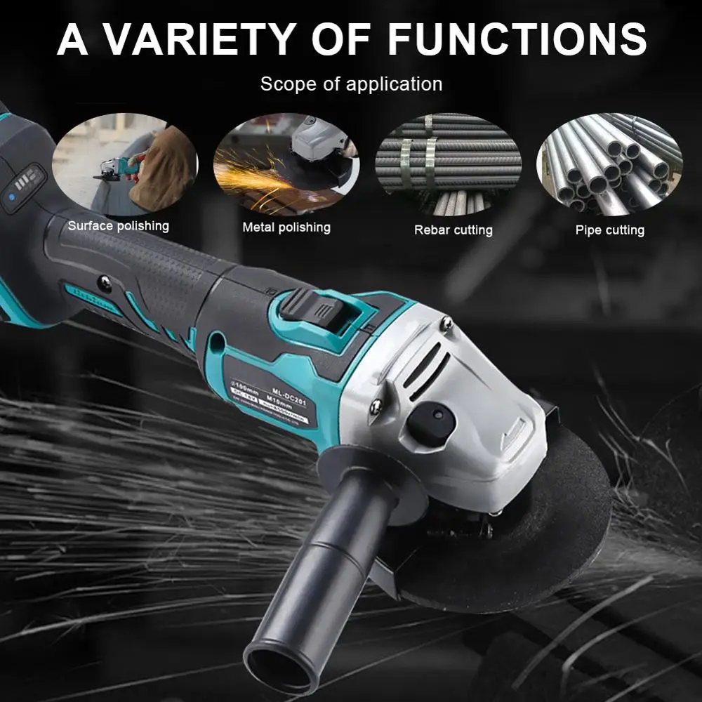 

Brushless Cordless Impact Angle Grinder Lithium-Ion Battery Brushless Cut off Tool Include Handle