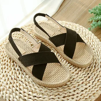 

Women Slippers 2020 Women Bohemian Open Toe Sandals Summer Flat Cross Set Beach B7B80B11