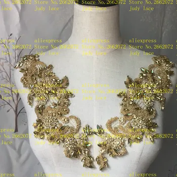 

stock 1piece/bag Bright golden chest decoration hot diamond beads fashion accessories for the wedding dress festival dress