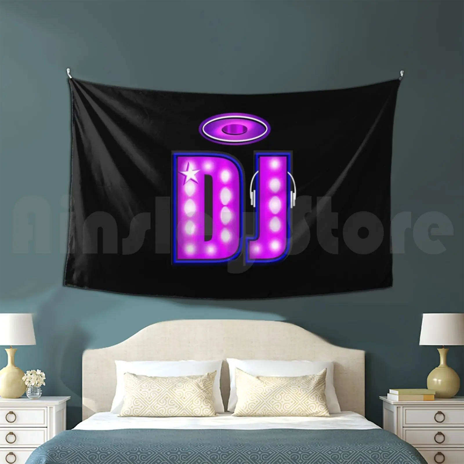 

Dj Lights Illustration Tapestry Living Room Bedroom Dj Neon Party Music Club Lights Fun Light Dance Cool Disco