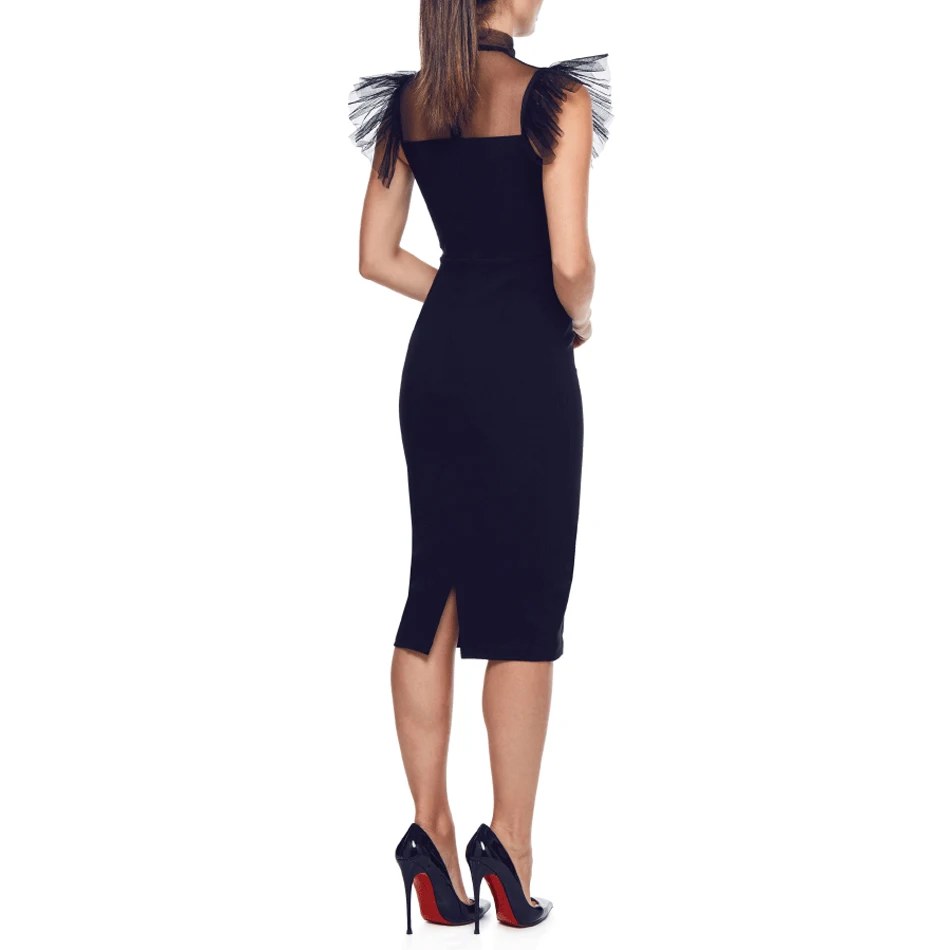 Summer White Sexy Fashion Celebrity Party Lace Bandage Dress Women Elegant Ruffles Mesh Hollow Out Nightclub Festival Vestidos