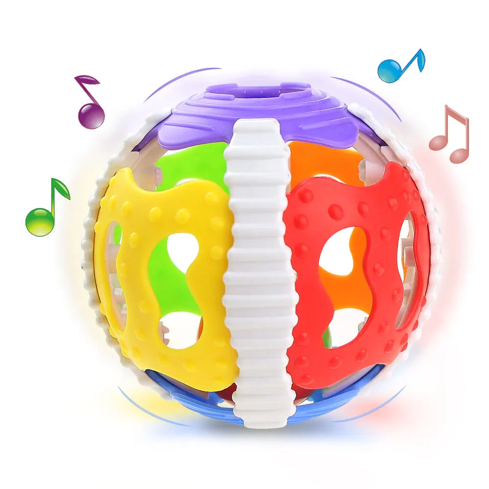 

Baby Rattles Soft Rubber Cartoon Musical Hand Fitness Knocking Ball Rattle Early Educational Colorful Hand Bell Infant Kids Toy