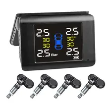 New TPMS Solar Power Tyre Pressure Monitoring System with 4 Sensors LCD Real-time Display Car Tire Pressure Auto Alarm careud t801 nf auto car tpms tire pressure solar panel monitoring system with 4 internal sensors