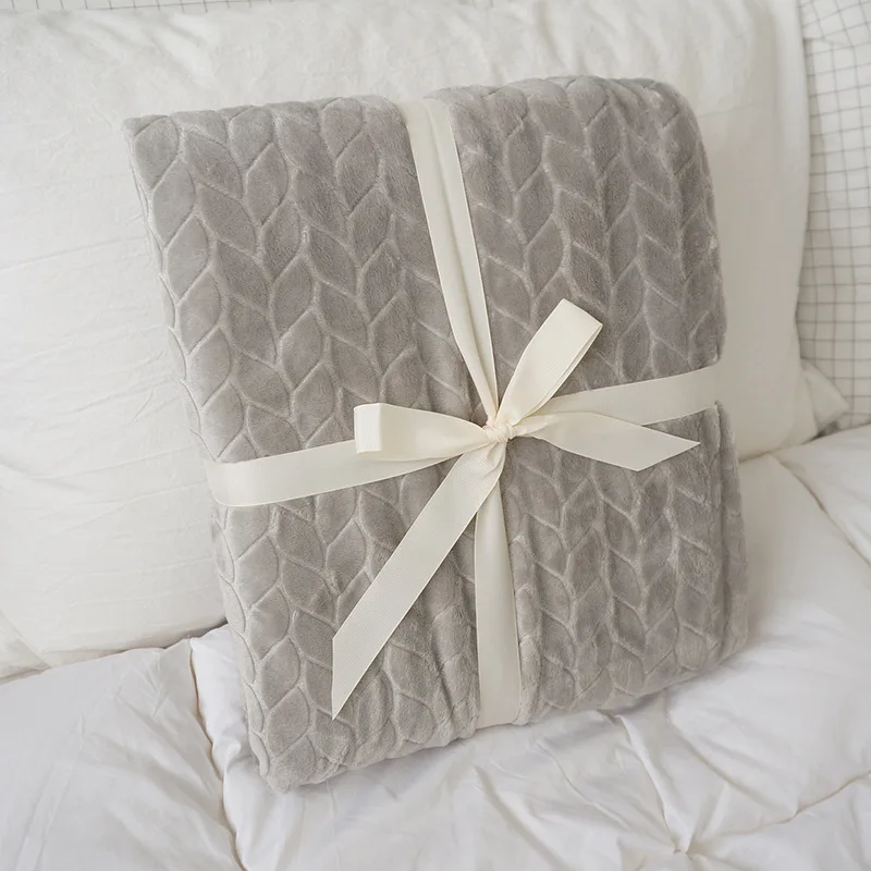 Фланелевое одеяло, Коралловое Флисовое одеяло, одеяло для сна, толстый плед для отдыха, однотонное одеяло для дивана - Цвет: gray