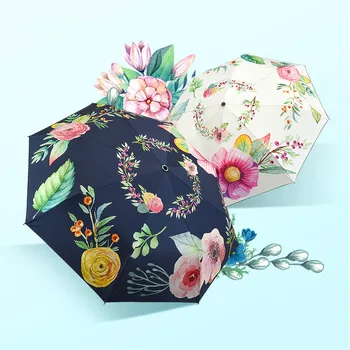 

Designer Sun Umbrella Women Flower Waterproof Folding Rain Umbrella Uv Protection Lightweight Regenschirm Luxury Umbrella AB50UB