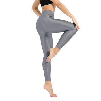 

Unisex Shiny Leggings Women Gray Fluorescent Pants Neon Leggings Skinny High Elastic Workout Leggings