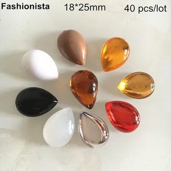 

40 pcs -Smooth Cabochon Beads Heart Shape Crystal Rhinestone Acrylic Stones DIY Jewelry Supplies Different Colors 18*25mm