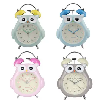

Lovely Cartoon Owl Alarm Clock Night Light Bedside Silent Bedroom Home Decor