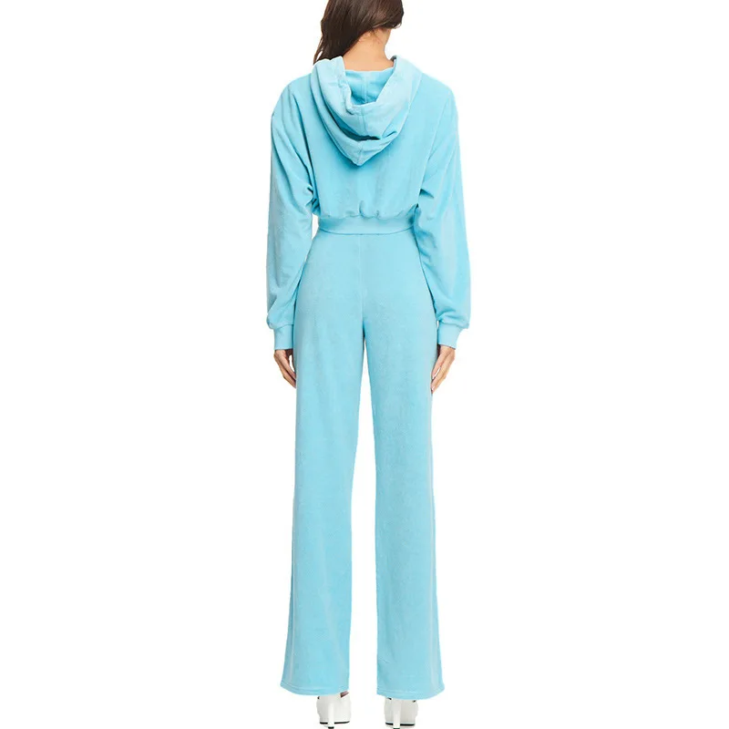 Осенний Новый Однотонный свитер с капюшоном комплект для женщин повседневный