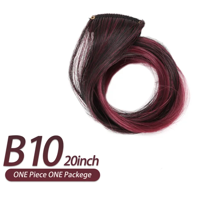 AIYEE Hair Extensions Pure RainBow Hairpiece Clip In Hair Piece Synthetic Long Straight Ombre Pink Red Rainbow Hair Piece b10