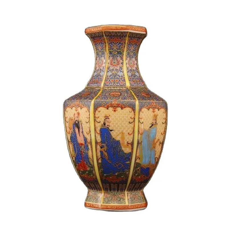 

Chinese Old Enamel Colored Porcelain Eight Immortals Crossing The Sea Vase Appreciation Bottle