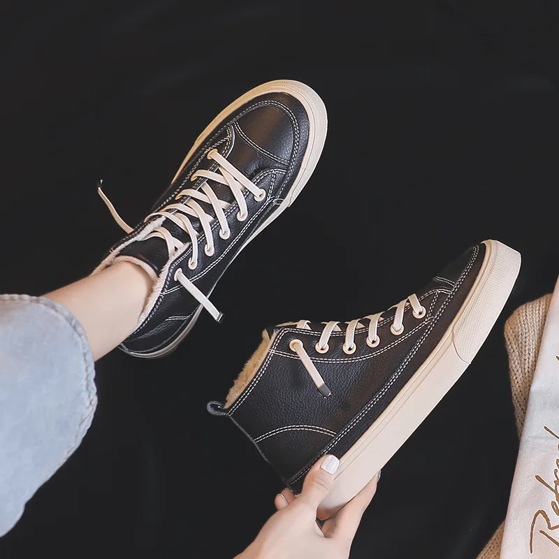 

Gfla 2019 Winter New Style Cotton-padded Shoes Women's Street Snap Versatile Students Second Cotton plus Velvet Black High-top C