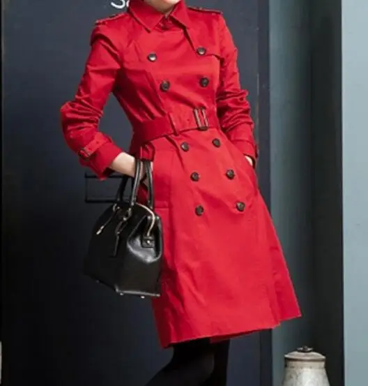 S-6XL Hot Spring Women New Fashion Personalized Large size customizatio Mid-length long double-breasted lapel trench coat