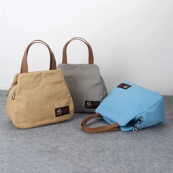

Portable Canvas Diaper Bag Lunch Bag Waterproof Handbag Baby Bag Bento Pouch Dinner Container School Food Storage Tote Bags