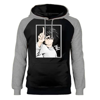 

Death Note Hoodies Men Japanese Anime Raglan Hooded Sweatshirts Hoodies 2020 Winter Autumn Fleece Warm Print Sportswear Mens