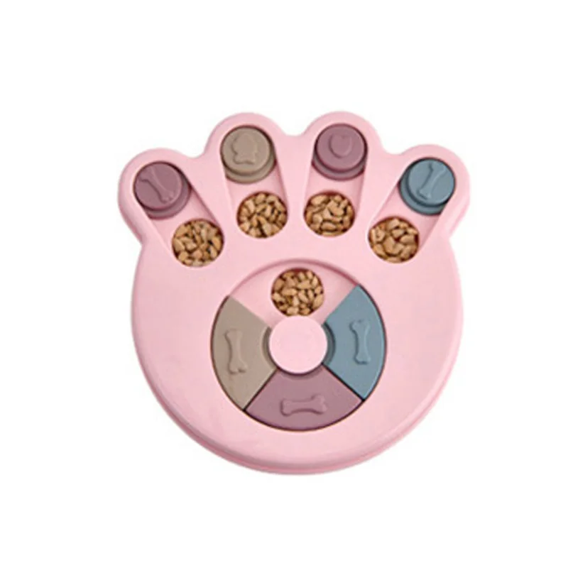 Paw Pink Новинка, миска для собак, вращающаяся на стол, медленная кормушка для щенков, диспенсер для еды, пластик, не задыхается, блюдо для кормления домашних животных, головоломка, обучающие игрушки для собак - Цвет: Paw Pink