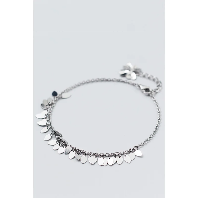 

La MaxZa 925 Sterling Silver Jewelry Tassel Sequin Bracelets For Women Chain Fashion Trendy Silver 925 Bracelet Minimalist