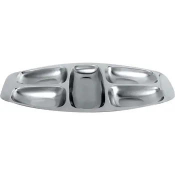 

Alessi 2400 Antipastiera, five compartments, glazed steel, edge polished dinnerware