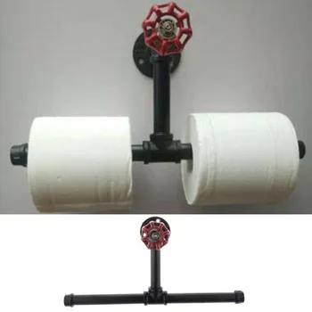 

Vintage Industrial Iron Pipe Bathroom Toilet Roll Paper Holder Wall Mounted Toilet Paper Holder Wall Mount Tissue Roll Hanger