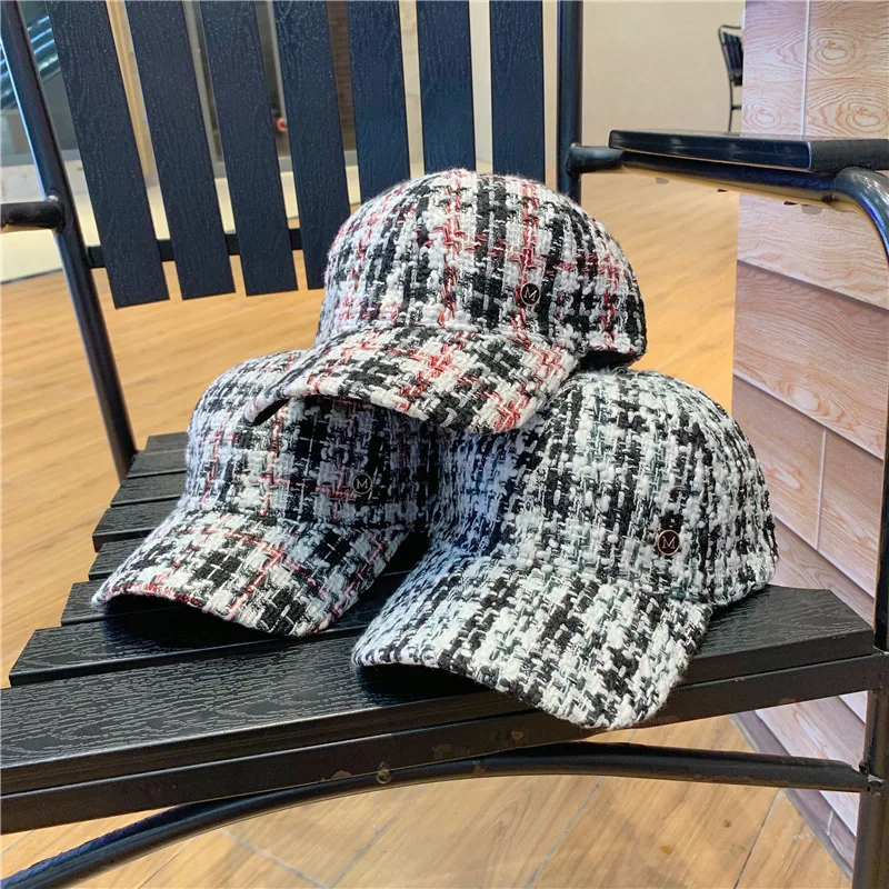 01909-yuchun606214787 осенне-зимний теплый твидовый в клетку Мужская бейсболка женская шапка для отдыха