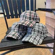 01909-yuchun606214787 осенне-зимний теплый твидовый в клетку Мужская бейсболка женская шапка для отдыха