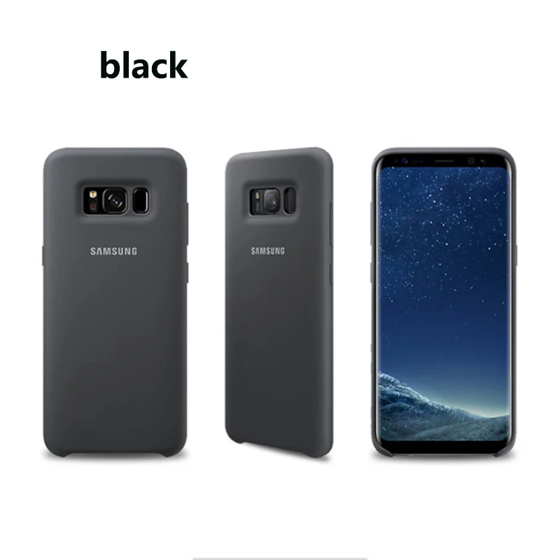 Чехол для samsung galaxy s8 plus, жидкий силиконовый чехол, шелковистый, мягкий на ощупь, полный защитный чехол на заднюю панель, оболочка для galaxy s8 и логотип - Цвет: black