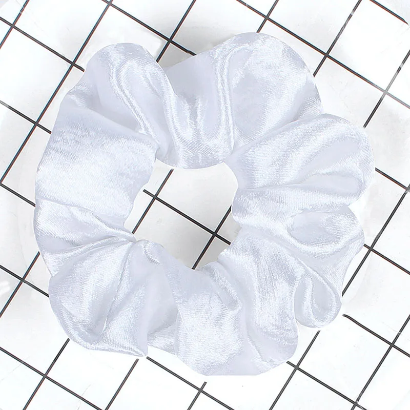 61 New Bright Color Hair Scrunchies Women Vintage Silky Scrunchie Elastic Hair Bands Girls Headwear Donut Grip Loop Ponytail Holder - Цвет: 61