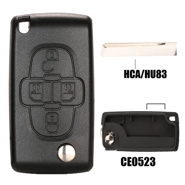 Jingyuqin Remote Flip Car Key Shell For Peugeot 206 408 1/2/3/4/5/6/807 Partner Citroen C1/2/3/4/5/6/7/8 Xsara Picasso CE0523/36 4B HU83 CE0523