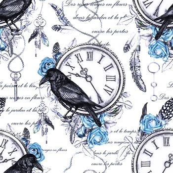 

Polyester fabric for dress Letters clock and clock print fabric thin stretch cloth diy Clothes Shirt Custom digital printing