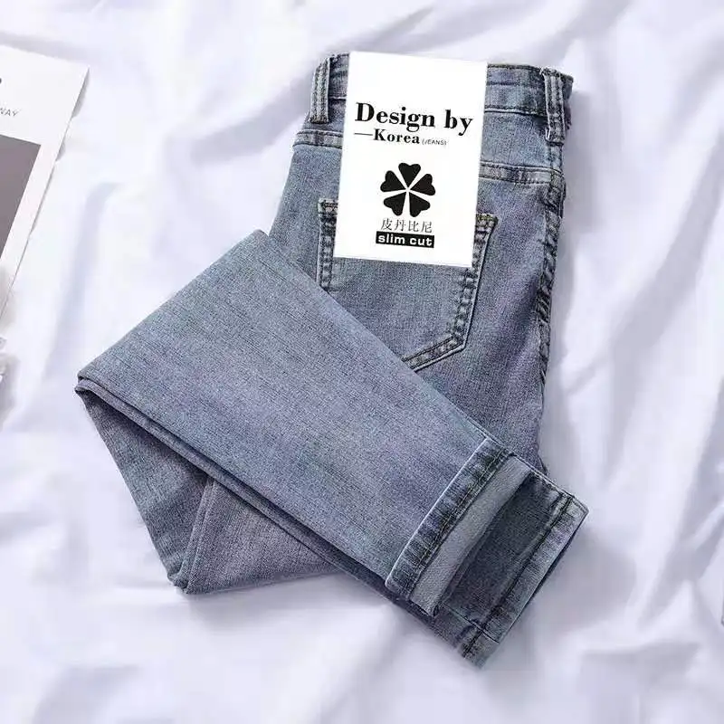 JUJULAND джинсы с высокой талией для женщин повседневные Стрейчевые осенние джинсовые брюки-карандаш женские тонкие эластичные узкие джинсы брюки для женщин 8504