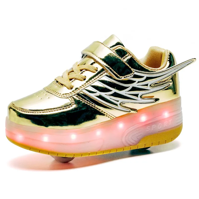 Детская обувь; обувь для мальчиков и девочек; светильник на двух колесах; Светящиеся кроссовки; Зарядка через usb; Светодиодный светильник; обувь для роликовых коньков