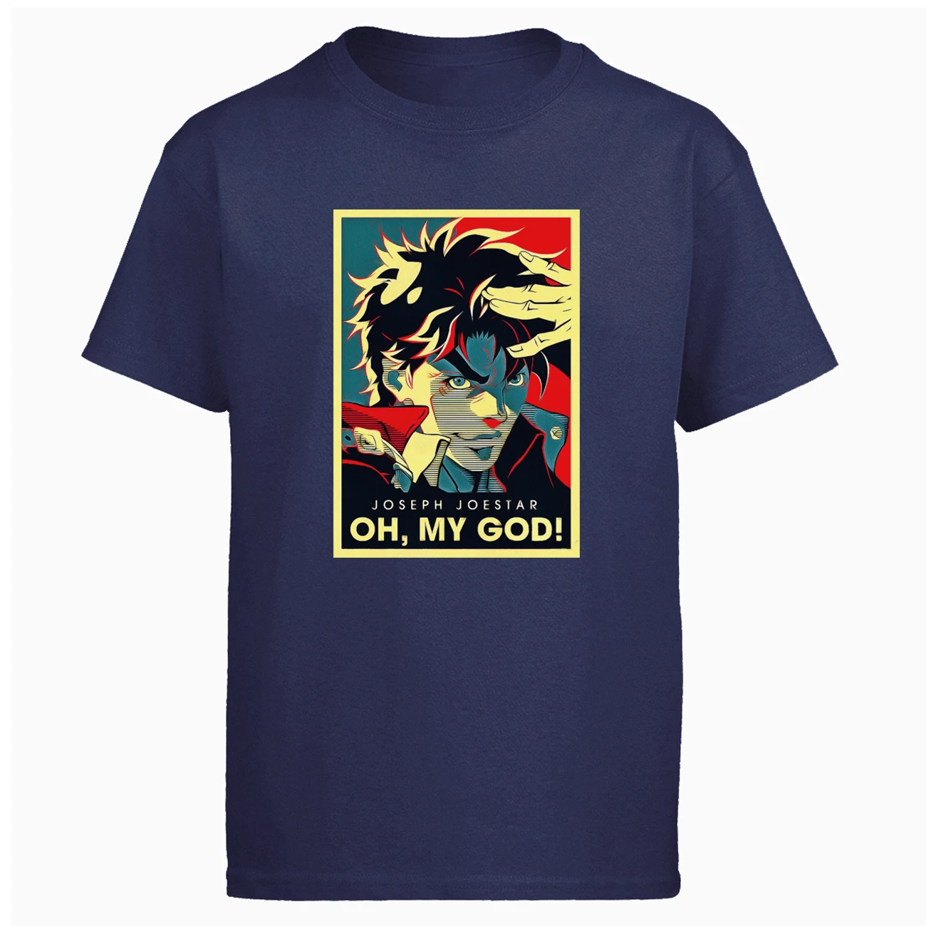 Joseph Joestar OH MY GOD T Shirt Men Jojos Bizarre Adventure Jojo Tshirt Shirts Summer Tops Cotton Cool Harajuku Short Sleeve - Цвет: Dark Blue 6