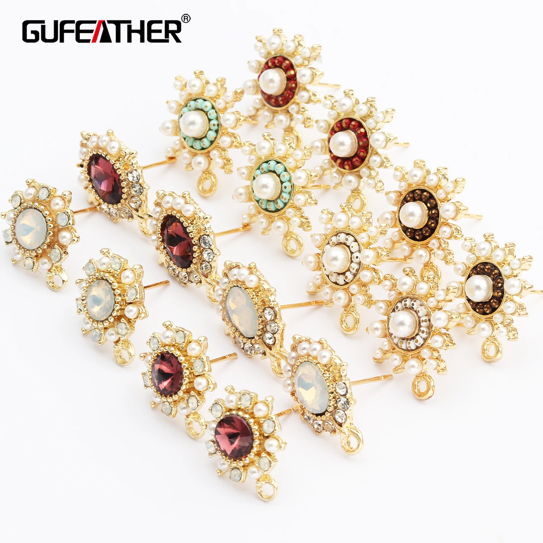 GUFEATHER M472 серьги гвоздики ювелирные аксессуары поделки жемчуг кулон медный