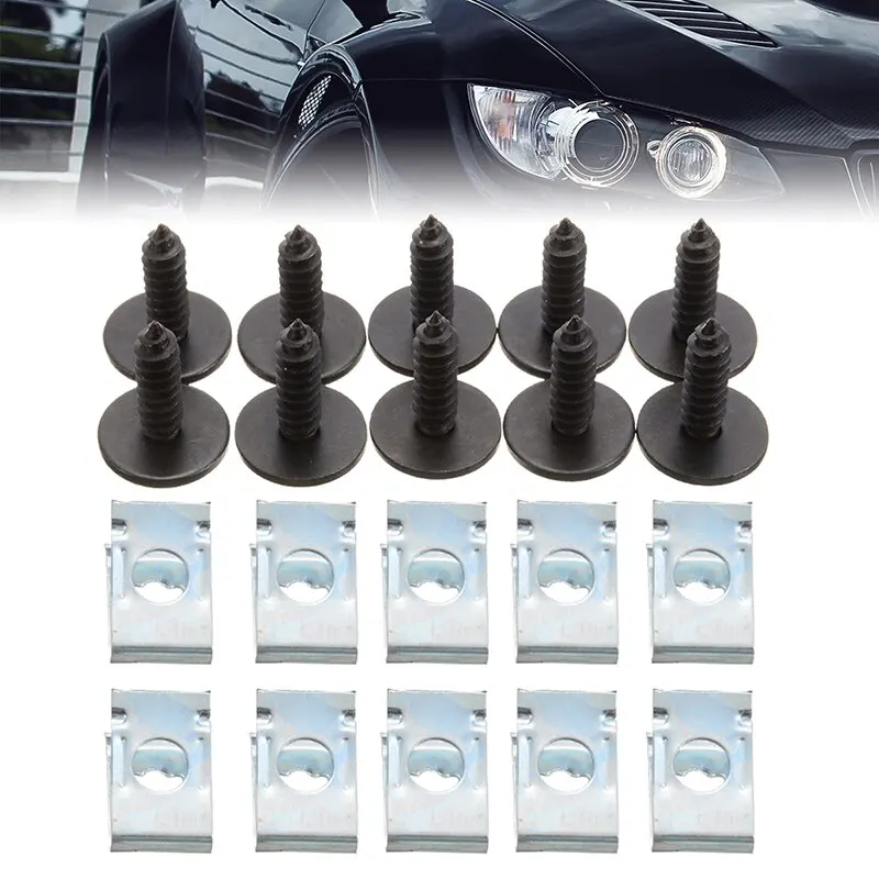 Mayitr 20pcs/set Chassis Engine Guard Metal Nut/Screw Washers U-shape Clip Accessories Fit for BMW