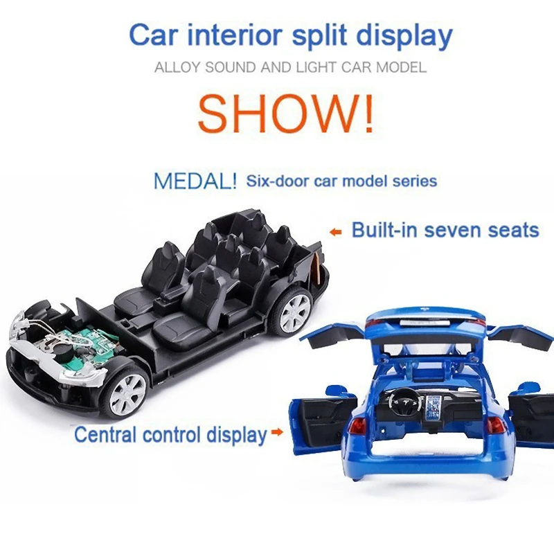 Koop 1 32 Model X90 Alloy Diecasts Model Auto Met Licht Simulatie Metalen Voertuigen Auto Pull Back 6 Deuren Geopend Speelgoed Voor kinderen Gift