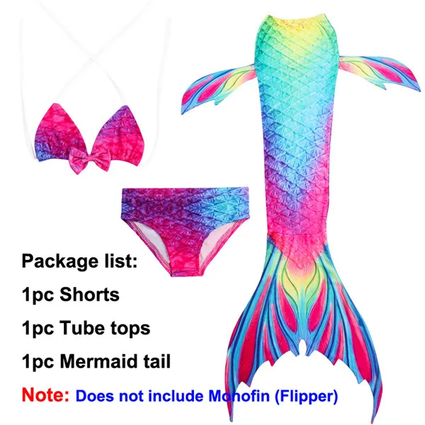 Mermaid Tail 3 Детский бикини в форме хвоста русалки для девочек, 3 предмета купальный костюм нарядная одежда Детский костюм косплей купальный костюм без флиппера - Цвет: Mermaid Tail 3
