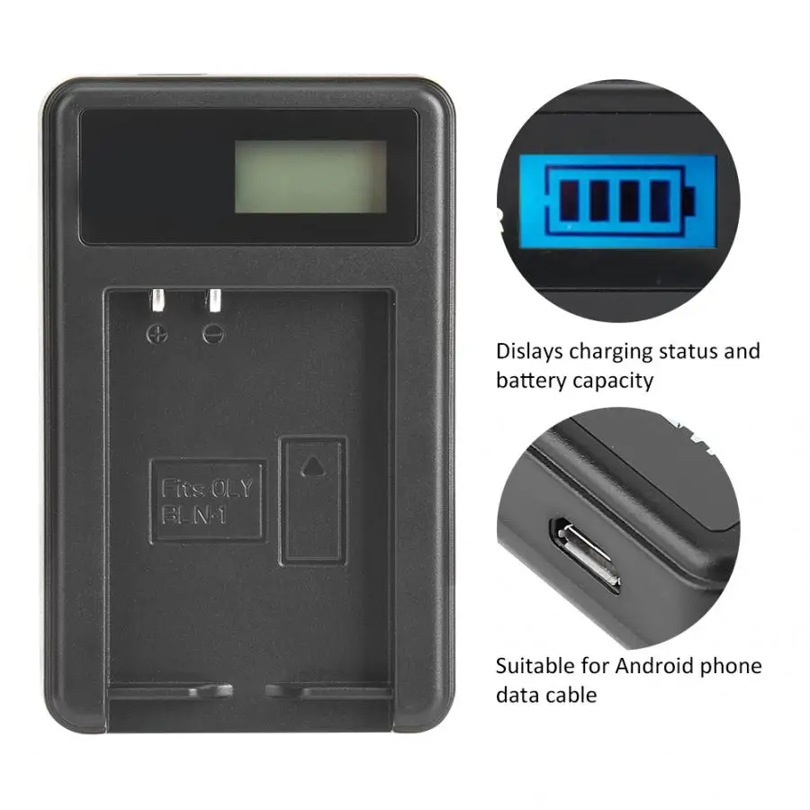 Черный ЖК-дисплей BLN1 зарядное устройство с одним слотом с usb-портом для камеры цифровые аккумуляторы cargador