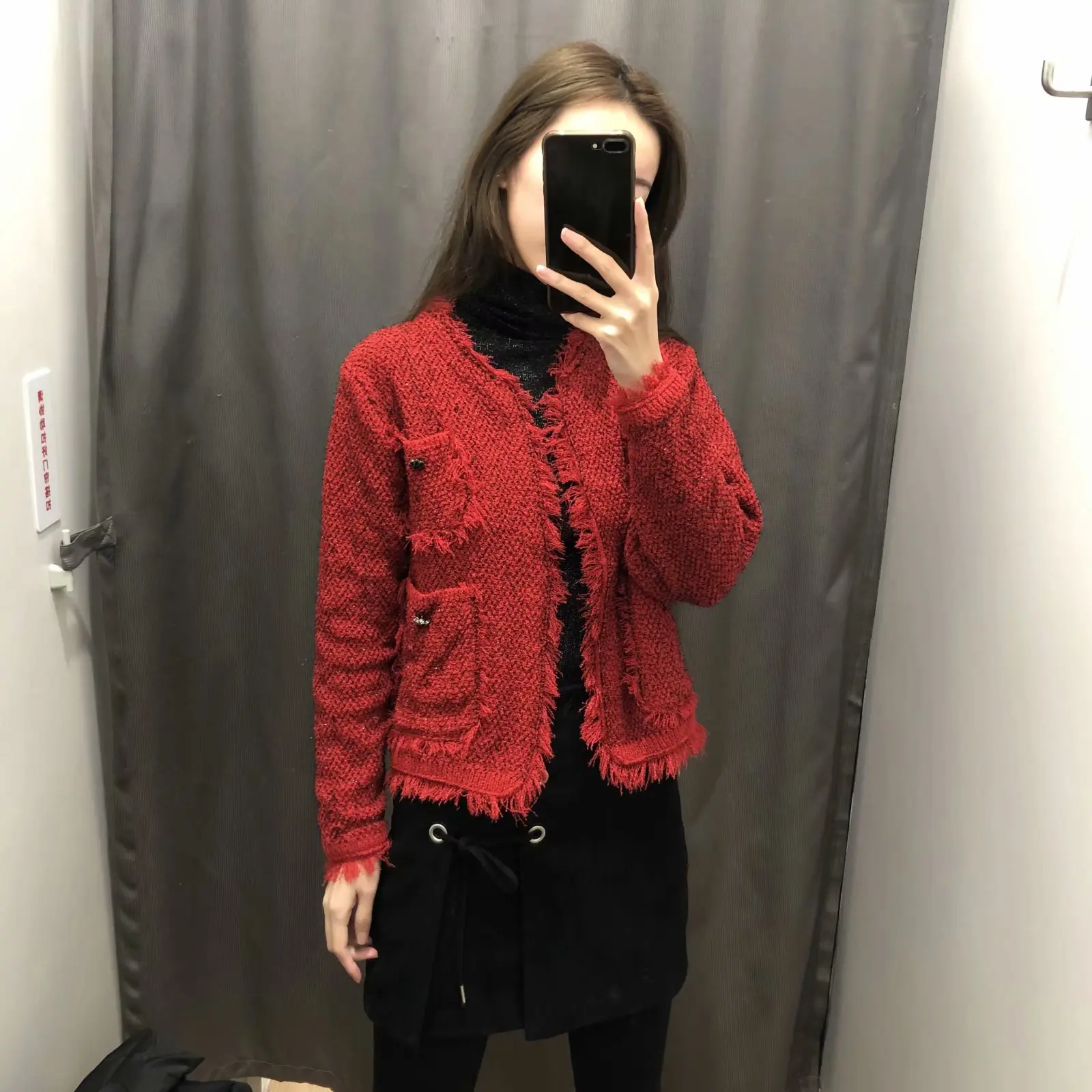 

Spring New Style Europe And America WOMEN'S Dress-Style Knit Tweed Loose-Fit Long-sleeved Coat W2055