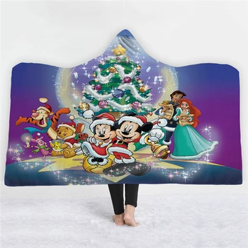 

Christmas Blanket Mickey Mouse Hooded Blanket Flannel Plush Quilt Sofa/bed/plane Travel Bedding Christmas Decorations for Home