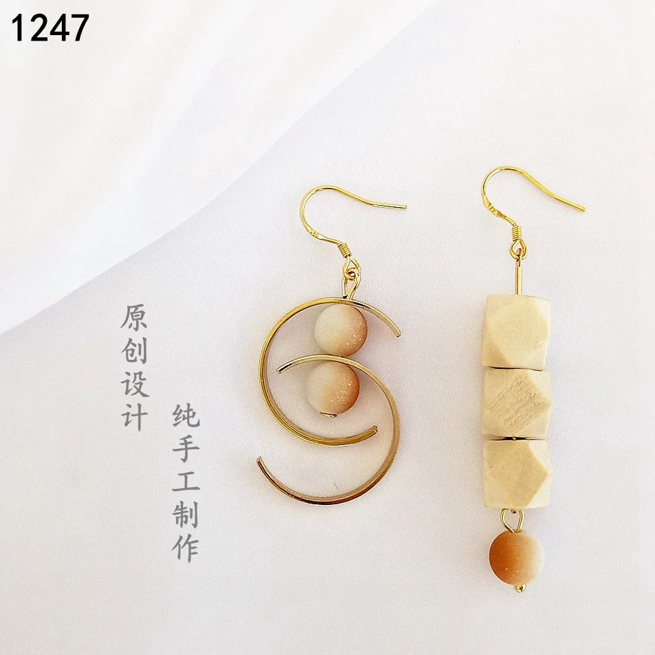 PickyanDco 925 Серебряные модные асимметричные серьги с бусинами для женщин лося квадратные Висячие серьги корейские ювелирные изделия золото XC017
