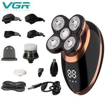 

5 in 1 Rechargeable Electric Shaver Five Floating Heads Razors Hair Clipper Nose Ear Hair Trimmer Men Facial Cleaning Brush